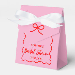 Caixinha De Lembrancinhas Chá de Noiva Rosa e Vermelho Retro com Borda Ondul