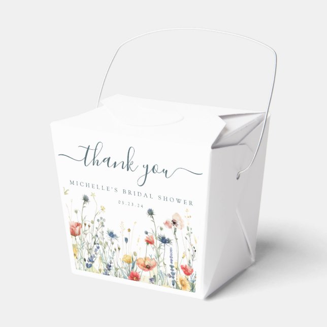 Caixinha De Lembrancinhas Chá de Noiva Vibrante de Flores Silvestres (Frente)