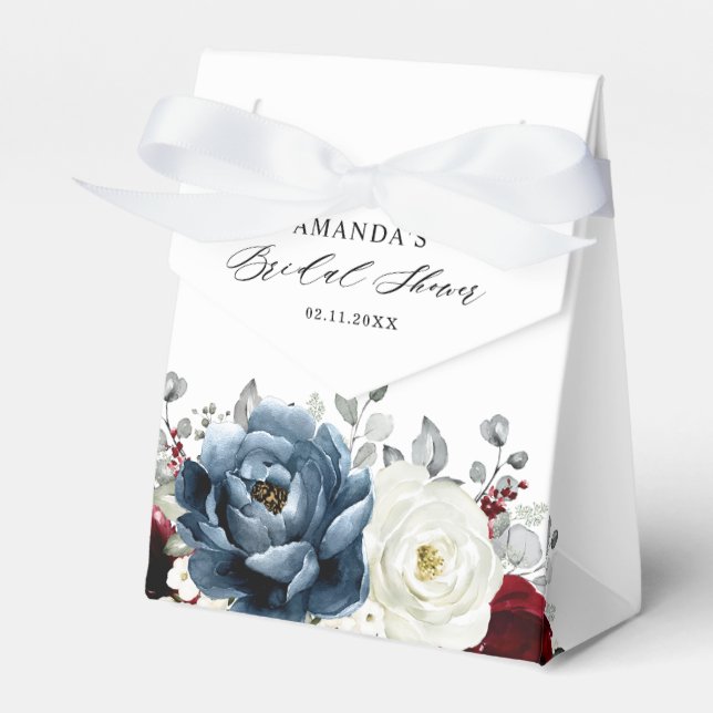 Caixinha De Lembrancinhas Chá de panela Branca de Ivory Boho de Azul-Chata (Frente)