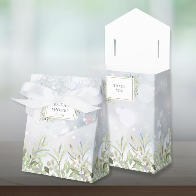 Caixinha De Lembrancinhas Chá de panela de Folhagem em Greenery de inverno (Winter Greenery Foliage Bridal Shower Favor Boxes)