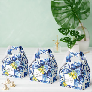 Caixinha De Lembrancinhas Chá de panela de limões Azulejos azuis do Mediterr