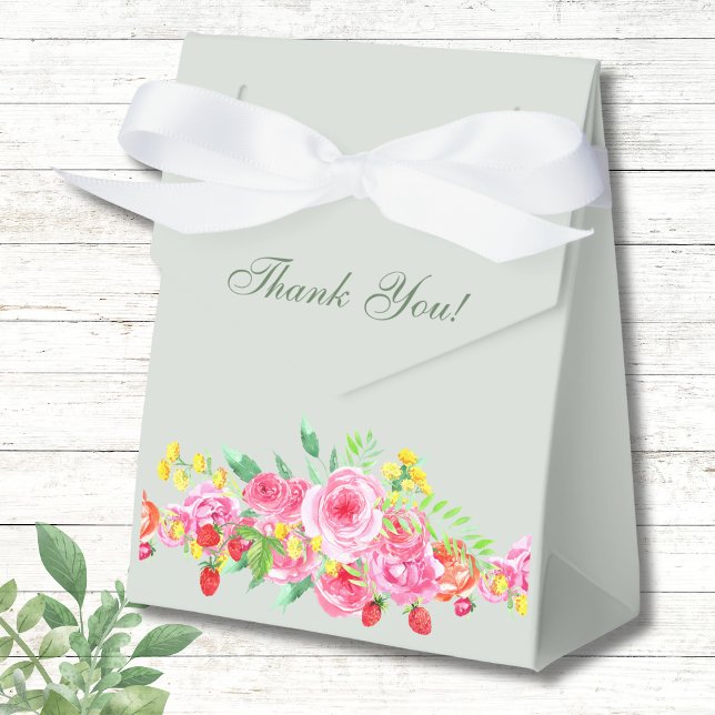 Caixinha De Lembrancinhas Chá de panela de Peony Rosa Verde-Blush (Criador carregado)