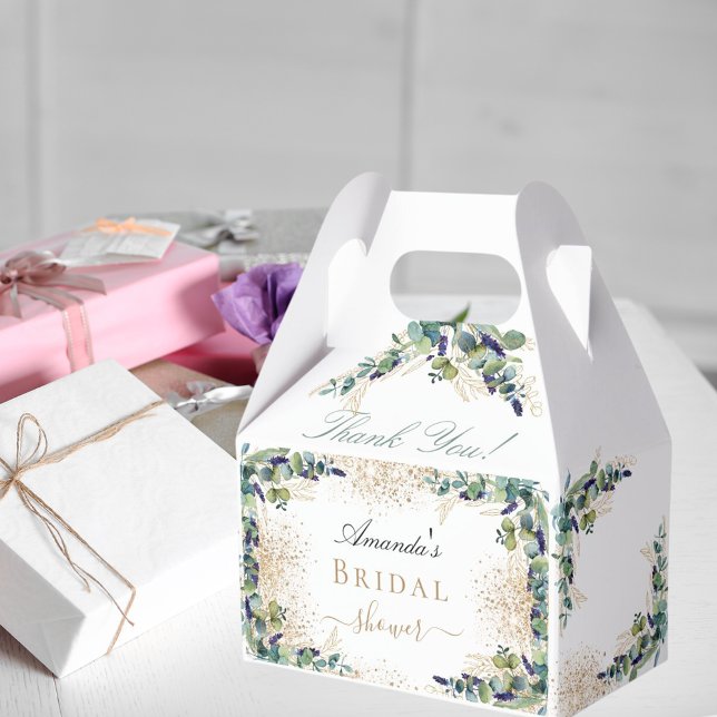 Caixinha De Lembrancinhas Chá de panela eucalyptus gold gliter obrigado (Criador carregado)