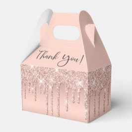 Caixinha De Lembrancinhas Chá de panela Rosa Dourado Glitter Obrigado