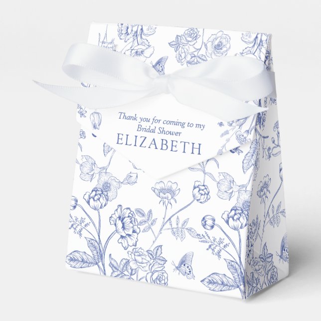 Caixinha De Lembrancinhas Chá de panela Vitoriano Branco e Azul (Frente)