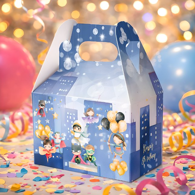 Caixinha De Lembrancinhas Chamando todos os super-heróis de aniversário de c (Criador carregado)