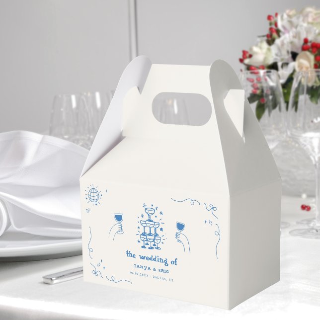 Caixinha De Lembrancinhas Champagne Desenhado Mão Champanhe Francês Vestido (Criador carregado)