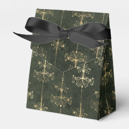 Caixinha De Lembrancinhas Chandeliers verdes e Dourados