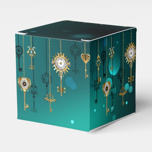 Caixinha De Lembrancinhas Chaves de Esqueleto Anticas em Fundo Verde (Frente)