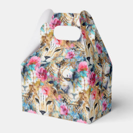Caixinha De Lembrancinhas Cheetah Floral Boho Watercolor
