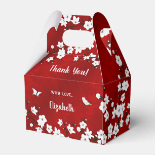 Caixinha De Lembrancinhas Cherry Blossom Red White Costume Obrigado Floral