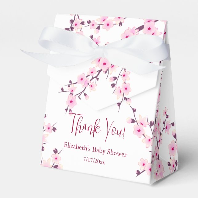 Caixinha De Lembrancinhas Cherry Blossom Thank You Baby Shower  (Frente)
