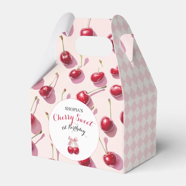 Caixinha De Lembrancinhas Cherry Sweet primeiro aniversario (Frente)