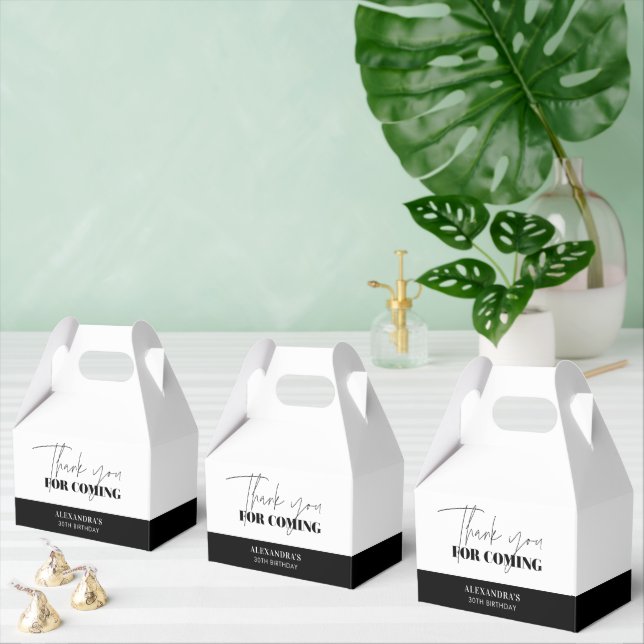 Caixinha De Lembrancinhas Chic Black White Birday Obrigado (Múltiplo)