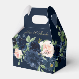 Caixinha De Lembrancinhas Chic Blooms Marinho Romântico Escuro Azul e Esbr