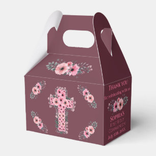 Caixinha De Lembrancinhas Chic Cross First Santa Comunista Rapariga Rosa
