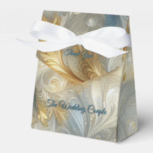 Caixinha De Lembrancinhas Chic Elegant Swirls in Dourado, Silver, Blue, Yell