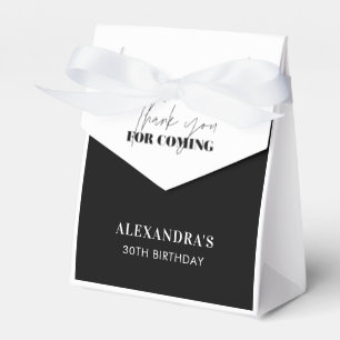 Caixinha De Lembrancinhas Chic Preto Branco Aniversário Obrigado