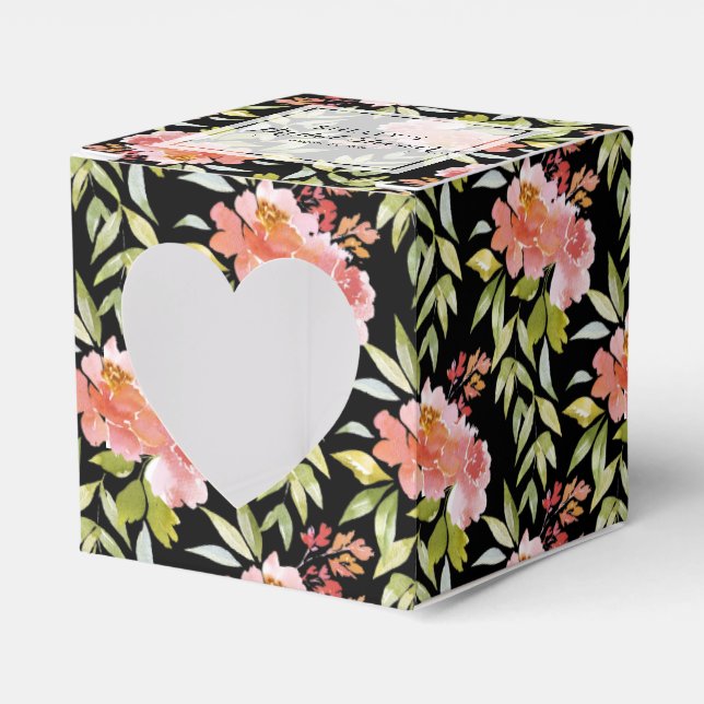 Caixinha De Lembrancinhas Chic Vermelho Flores Verde Bridal Shower (Frente)