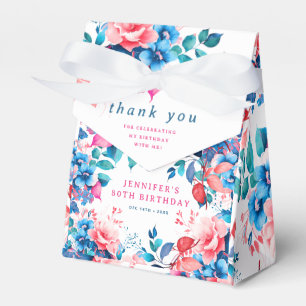 Caixinha De Lembrancinhas Chic Watercolor Floral 80 Birthday