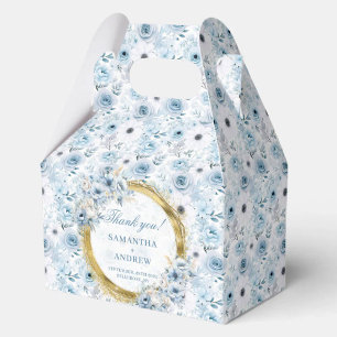 Caixinha De Lembrancinhas Chic Watercolor Light Blue Dourado Casamento Box