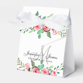 Caixinha De Lembrancinhas Chic Watercolor Monograma Floral Weding Box
