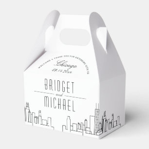 Caixinha De Lembrancinhas Chicago Wedding   Linha Skyline Cidade