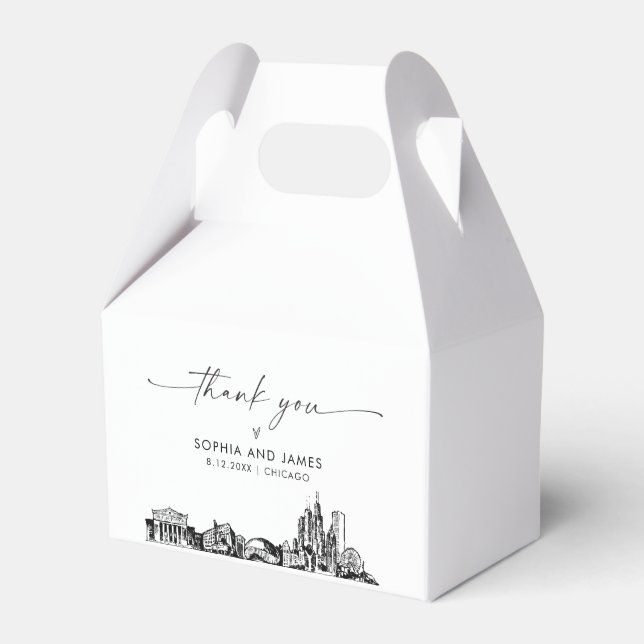 Caixinha De Lembrancinhas Chicago Wedding Personalised Favor Box (Frente)