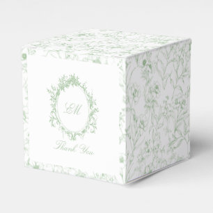 Caixinha De Lembrancinhas Chinoiserie Toile Verde Crista Floral Casamento