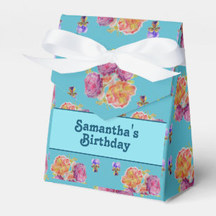 Caixinha De Lembrancinhas Chique Rosa Rosa Rosa Rosa Rosa Vermelha, Teal Aqu