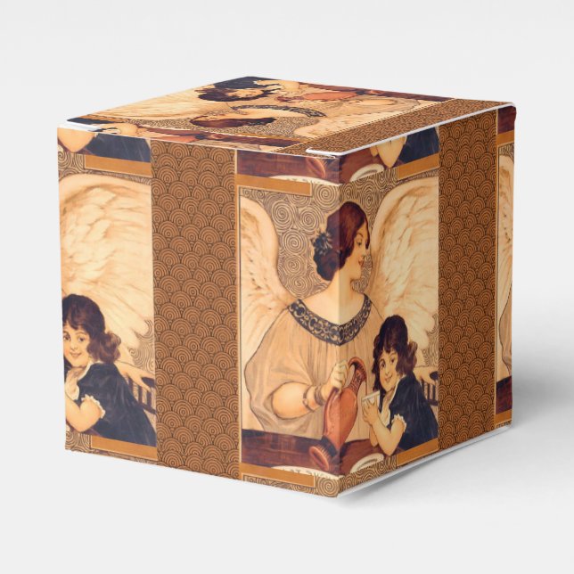 Caixinha De Lembrancinhas Chocolate Angel French Antiguado (Frente)