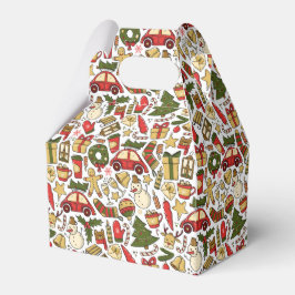 Caixinha De Lembrancinhas Christmas Doodle Pattern Favor Box