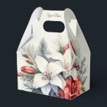 Caixinha De Lembrancinhas Christmas Party White Red Flowers Holidays Elegant<br><div class="desc">Christmas Party White Red Flowers Holidays Elegant Favor Boxes. Unique,  beautiful,  stylish design. Easy to be personalized. Font style,  size and colors can be changed. Matching items available.</div>