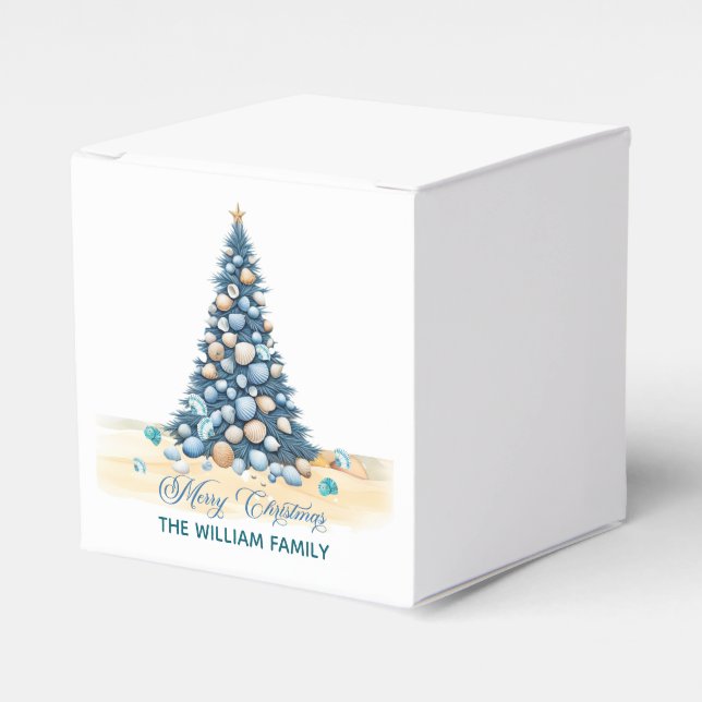 Caixinha De Lembrancinhas Christmas Tree Beach Merry Christmas (Frente)