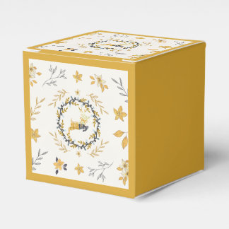 Caixinha De Lembrancinhas Christmastime Deer Yellow Cream Floral