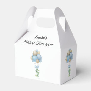 Caixinha De Lembrancinhas Chuva de Balões Azuis Minimalista para Menino Baby