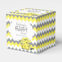 Chuva de Bebê Elefante com Chevron Amarelo e Cinza