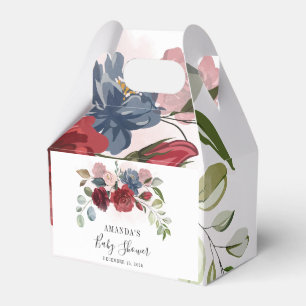 Caixinha De Lembrancinhas Chuva de Bebê Floral Rústica Burgundy Personalizad