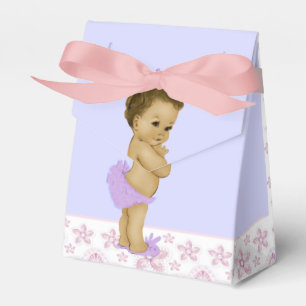 Caixinha De Lembrancinhas Chuva de Bebê Menina Afro-Americana Rosa e Roxa