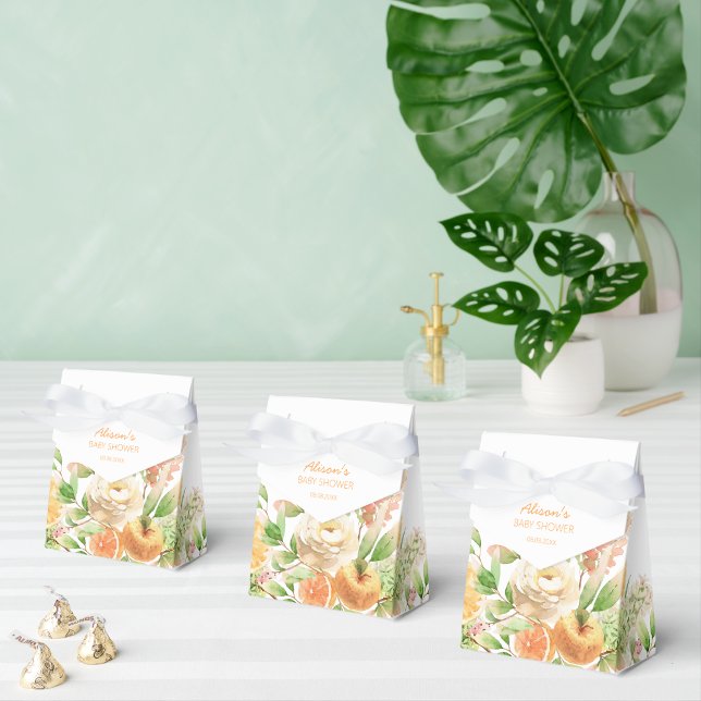 Caixinha De Lembrancinhas Chuva de Bebê Menina com Greenery e Rosa Amarela (Criador carregado)