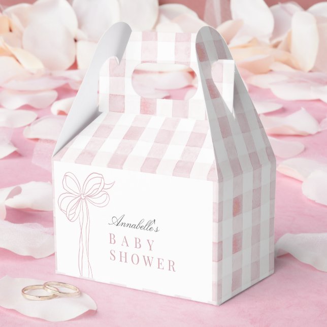 Caixinha De Lembrancinhas Chuva de Bebê Menina Coquete com Laço Rosa Longo (Casamento)