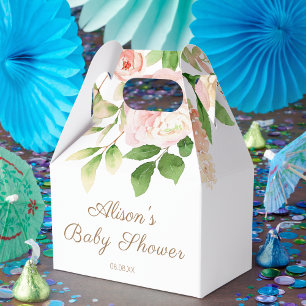 Caixinha De Lembrancinhas Chuva de Bebê Menina Floral Elegante Rosa Roxa