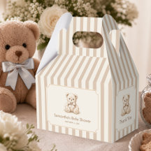 Chuva de Bebê Urso e Listras Marrons Obrigado