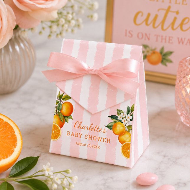 Caixinha De Lembrancinhas Chuva de Laranja Chá de Bebê Obrigado  (Citrus orange Baby Shower Thank you Favor box)