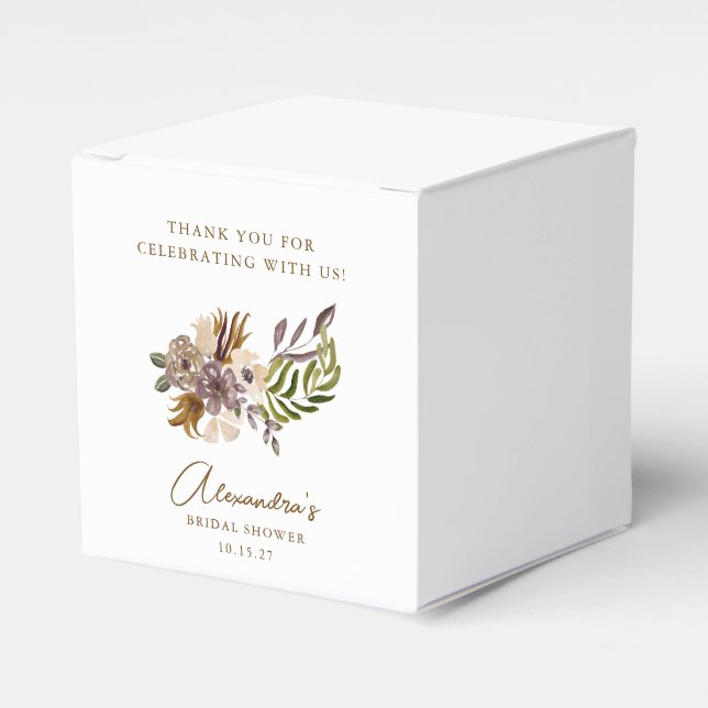 Caixinha De Lembrancinhas Chuva de Noiva Boho Rústico Botânico Personalizado (Frente)