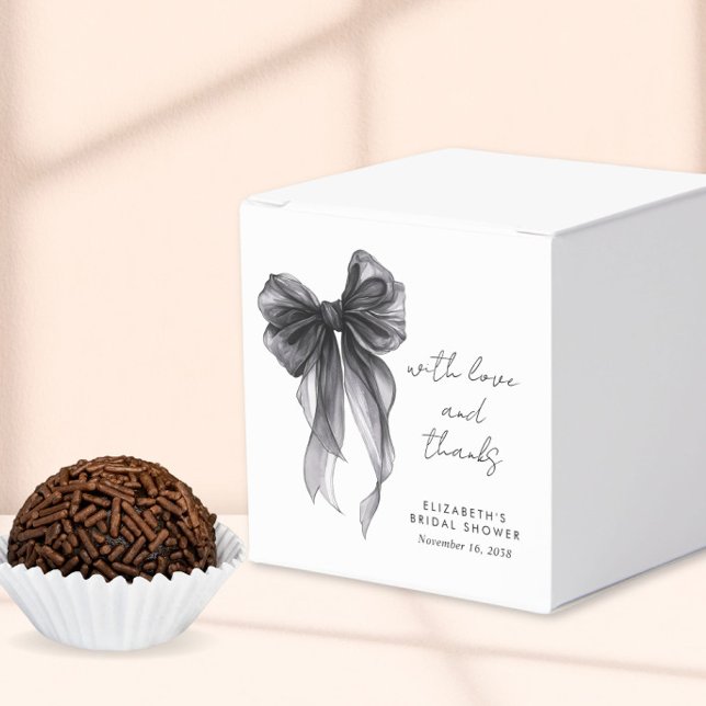 Caixinha De Lembrancinhas Chuva de Noiva em Aquarela com Laço Preto (Criador carregado)