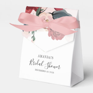 Caixinha De Lembrancinhas Chuva de Noiva em Borgonha Floral Personalizada