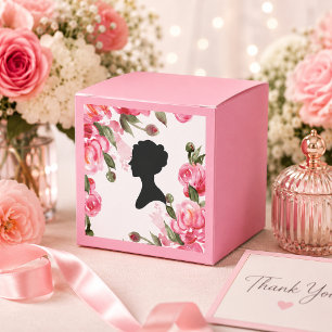 CAIXINHA DE LEMBRANCINHAS CHUVA DE NOIVA FLORAL ROSA
