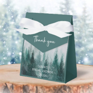 Caixinha De Lembrancinhas Chuva de Noiva Floresta de Pinheiros Aquarela Verd