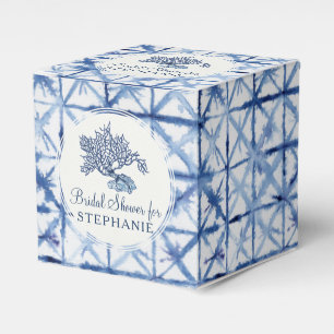 Caixinha De Lembrancinhas Chuva de Noiva Moderno Azul e Branco de Conchas de